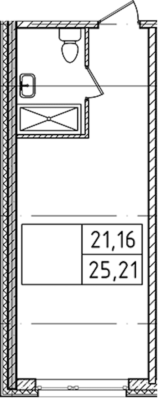 Квартира студия 25.21 м², 6/14 эт., Комплекс апартаментов «Ladozhsky Avenir»